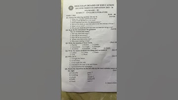 Class-3|English Literature|Second Term|ICSE|Question Paper|#viralvideo  #schoolcurriculum #important