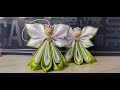 DIY / Christmas angel with glitter wings / Kanzashi satin ribbon angel / Christmas ornament/