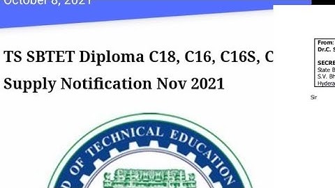 TS SBTET Diploma C18, C16, C16S, C14 Supply Notification Released 2021/C16 C16S C14 Supply 2021///