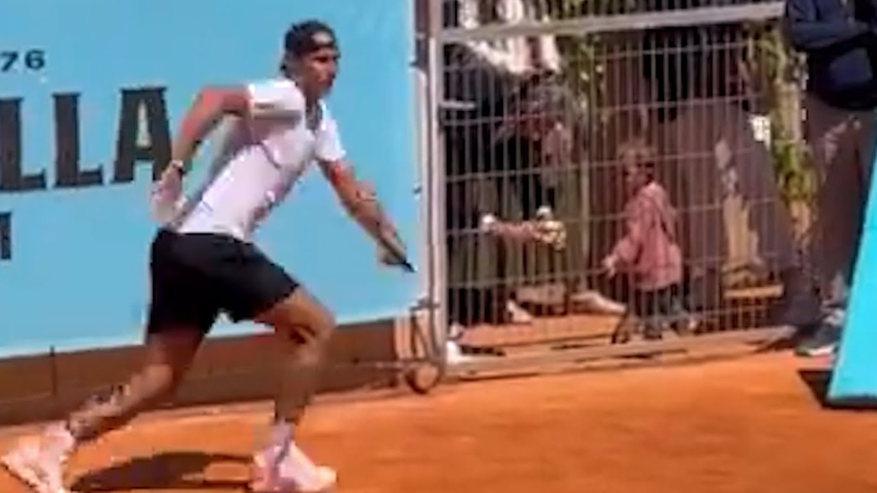 Baby Rafa Watching His Dad Practice Service Returns - Madrid 2024 - YouTube