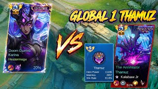 TOP 1 GLOBAL THAMUZ WITH 11K MMR VS. TOP 1 GLOBAL KARINA?! (who will win?) HEATERMAGE VS. KALABAW JR