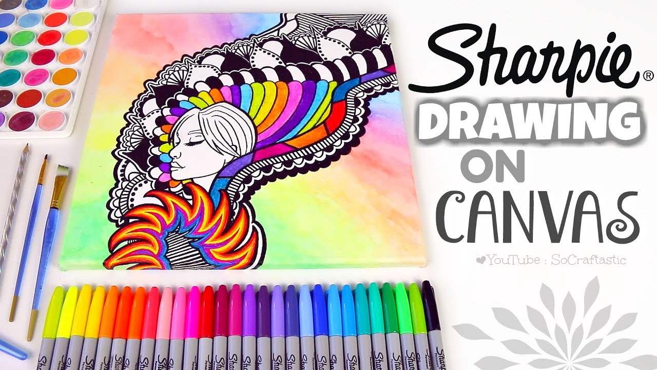 Big Sharpie Energy! Drawing With Sharpie Markers On Canvas - Youtube