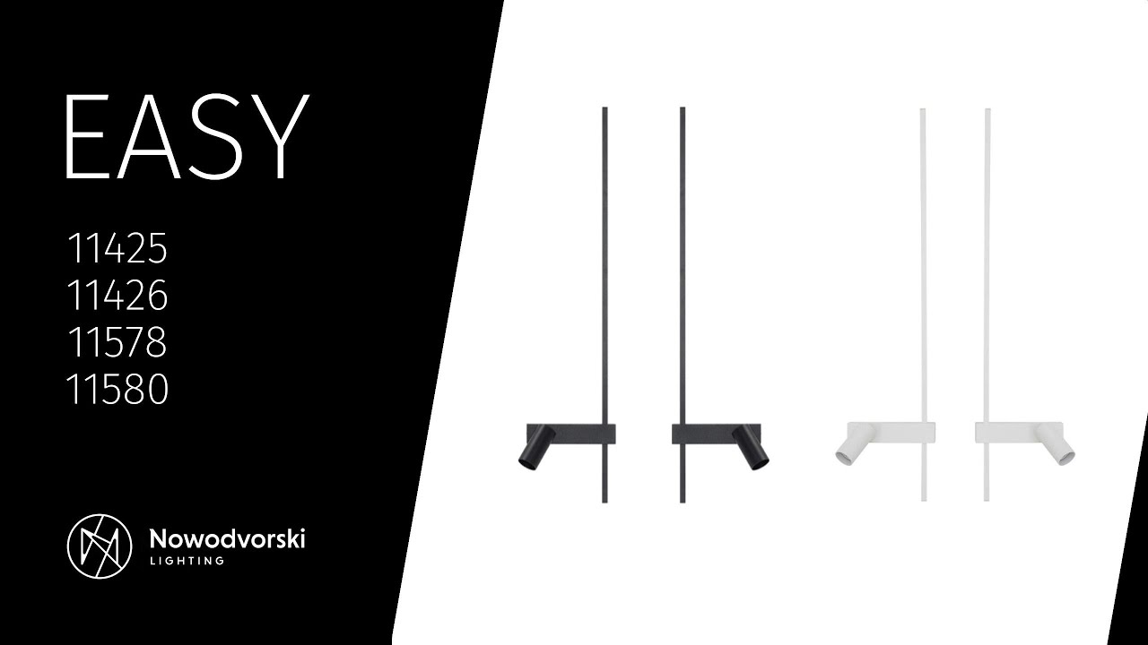 Настінний світильник, бра Nowodvorski 11426 Easy Right LED+GU10 MR11 11+10W 3000K 380Lm IP20 чорний video
