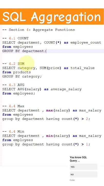 SQL Aggregation Functions 💻 #interviewtips #coding #sql #leetcode # ...