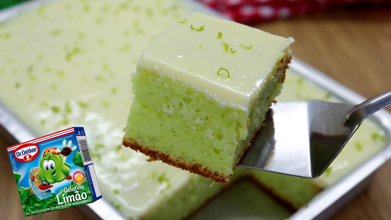 BOLO DE GELATINA DE LIMÃO BEM FOFINHO