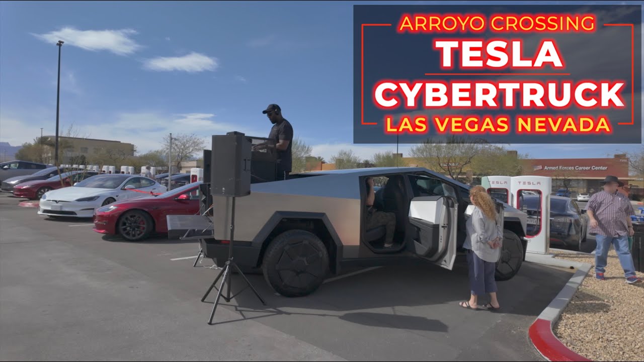 Cybertruck on Display at New Tesla Superchargers in Las Vegas! YouTube