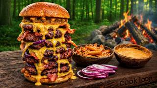 Cooking a Giant Tower Burger From Scratch in the Wilderness (ASMR) Profile