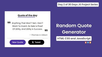 Random Quote Generator in HTML CSS & JavaScript | Day 2 of 30 Days JS Project Series