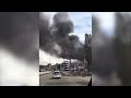 Fire and smoke cover the sky in Russia's Tuapse after drone attack