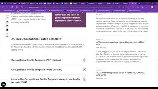AOTA Occupational Profile Assignment