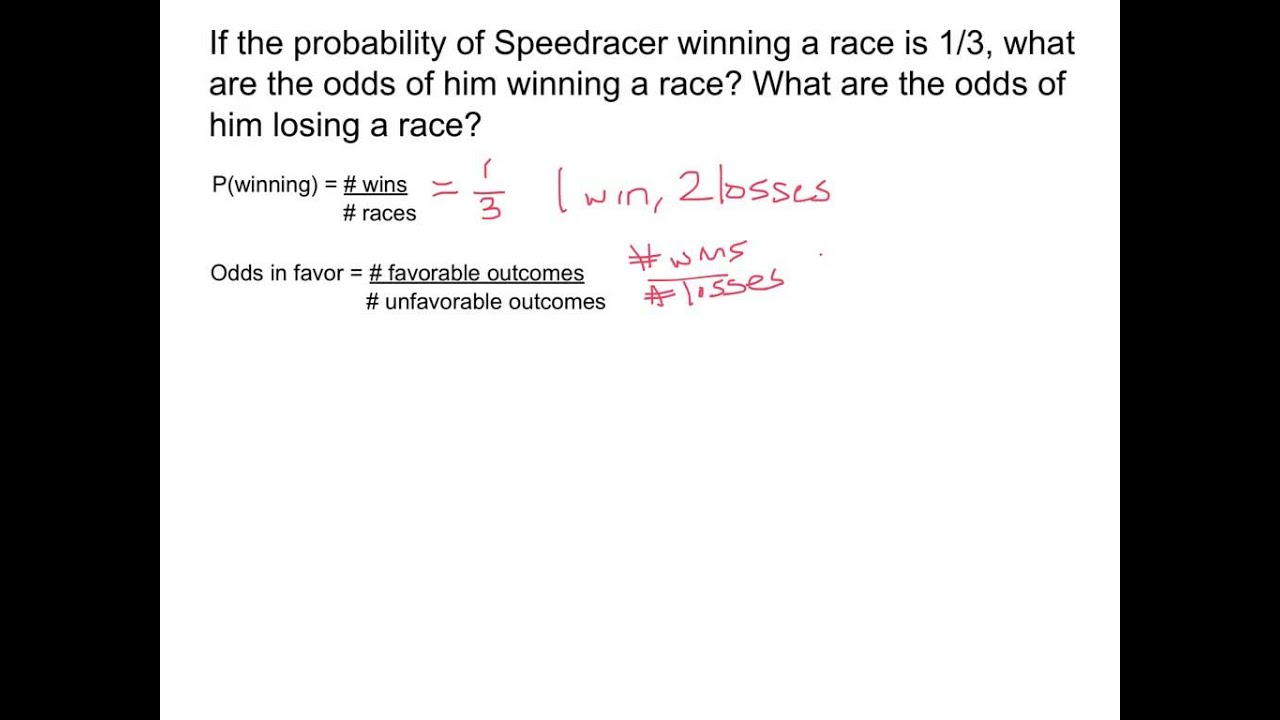 Converting Probability To Odds Example Youtube