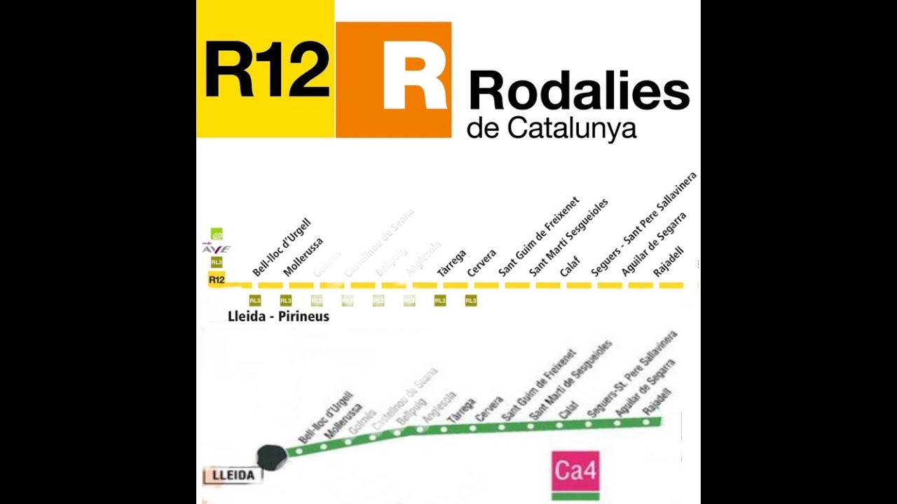 Rodalies de Catalunya. Regional R12.-Trayecto de Manresa hacia Lleida ...