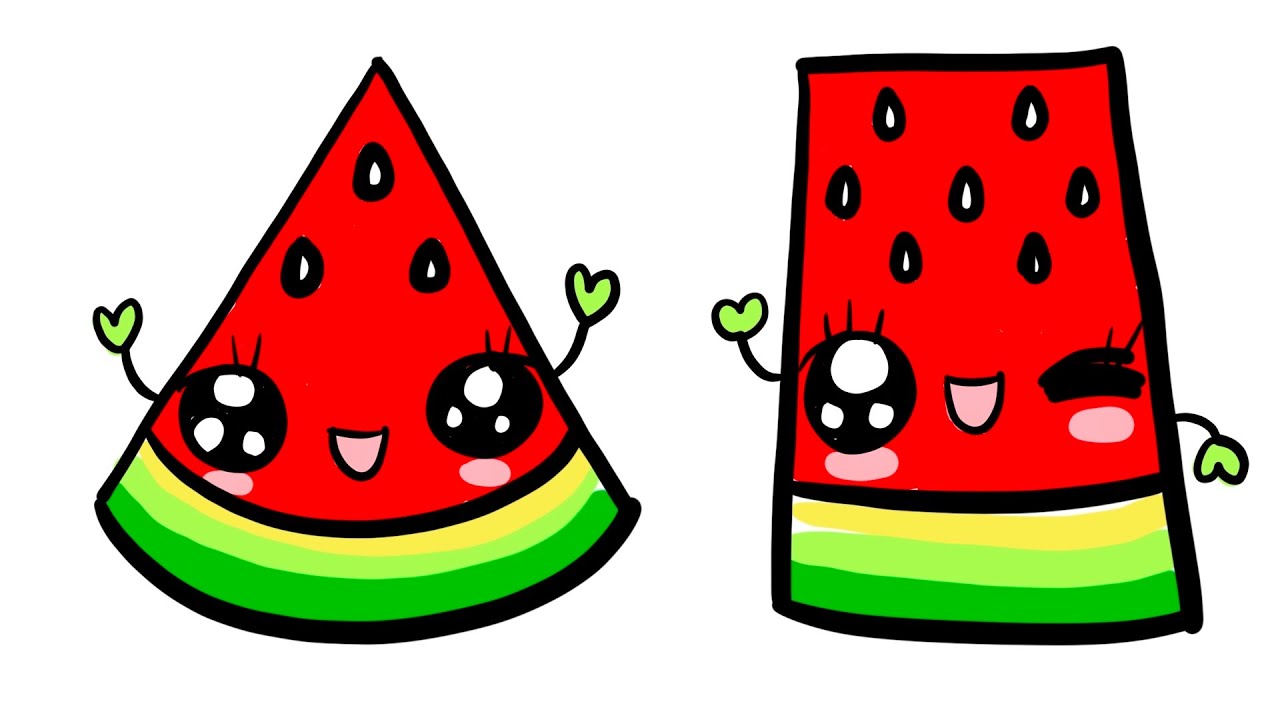 How To Draw Draw A Cute Watermelon Easy Happy Drawings