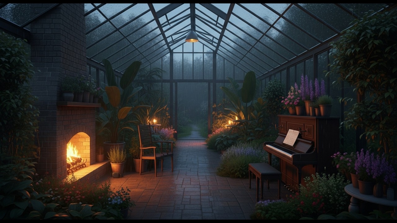 Cozy Jazz Coffee Shop ☕ Greenhouse Café Vibes | Smooth Late Night Jazz for Study, Work & Sleep