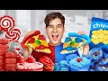 RED VS BLUE FOOD CHALLENGE || Eating One Color Food 24 Hours! Extreme Sweets By 123 GO! TRENDS