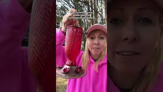 This glass hummingbird feeder is beautiful and easy to clean!