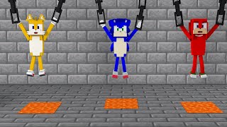 Brother Angry Sonic vs Kind Sonic, Tails and Knuckles vs Lava| Minecraft Animation screenshot 5