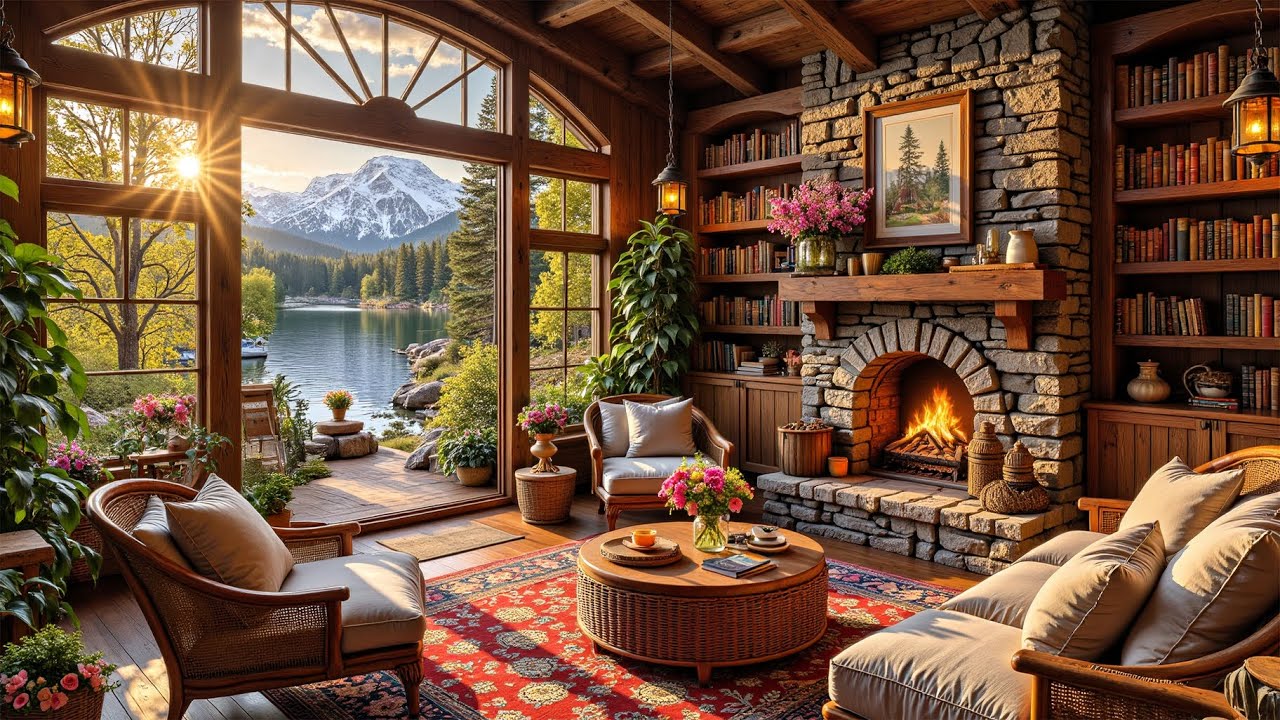 Serene Cabin Jazz Morning 🌿 Soft Jazz Piano, Morning Sun & Nature Ambience for Peaceful Mind