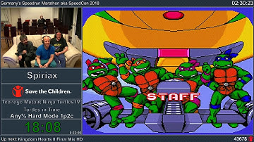 Teenage Mutant Ninja Turtles IV: Turtles in Time - Any% Hard Mode 1p2c by Spiriax | SpeedCon 2018