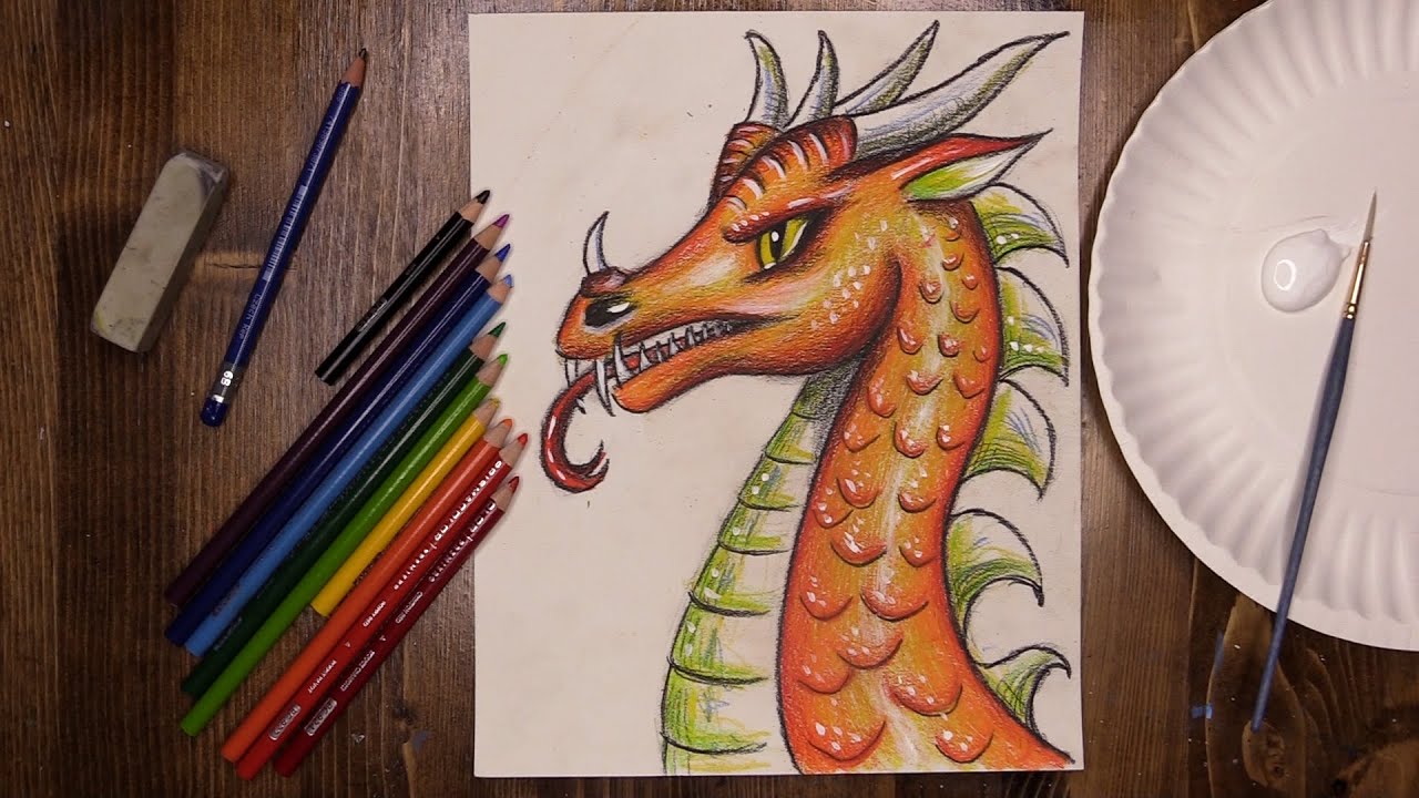 Pencil color dragon Virtual McArt YouTube