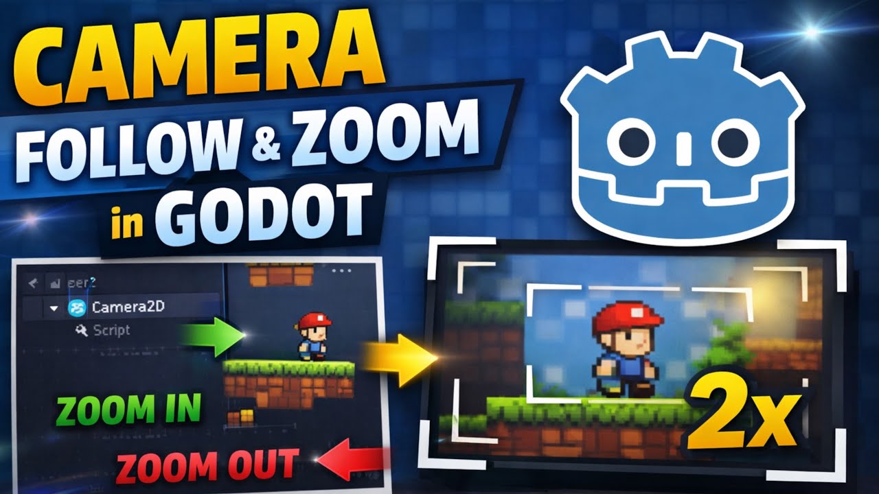 How to Make Camera Follow player and Zoom in Godot 2D Tutorial - YouTube