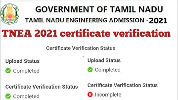 TNEA 2021 certificate verification upload status