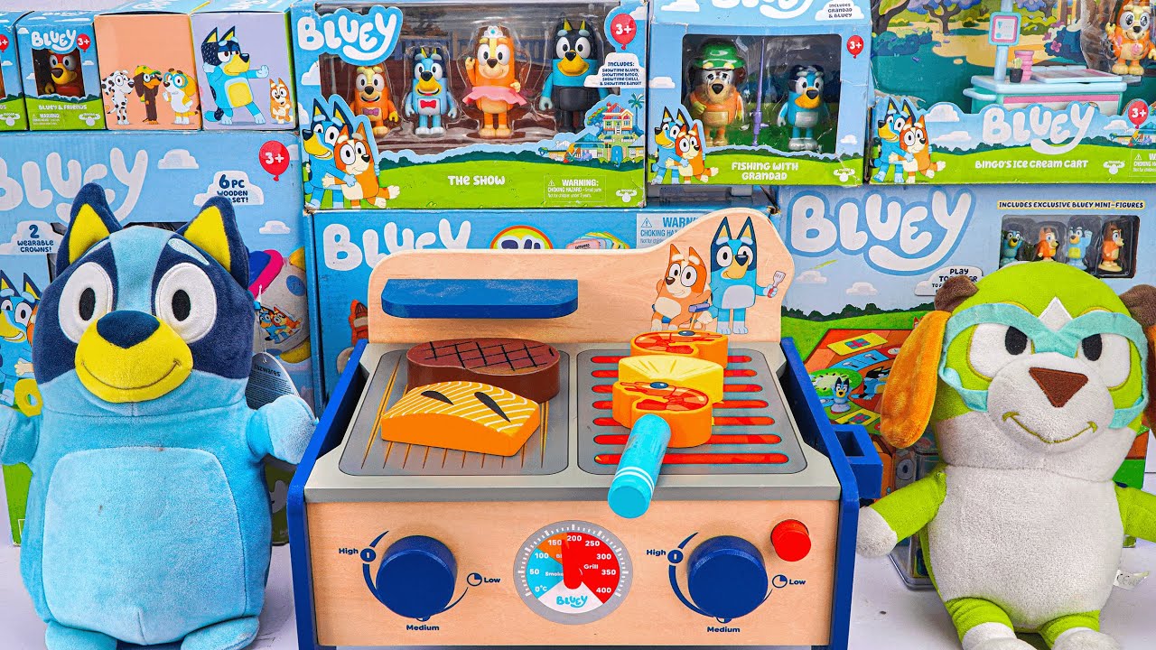 Unboxing and Review of Bluey Toys Collection| Bluey Wooden BBQ and Salad Set & Bluey Honey Plush Toy