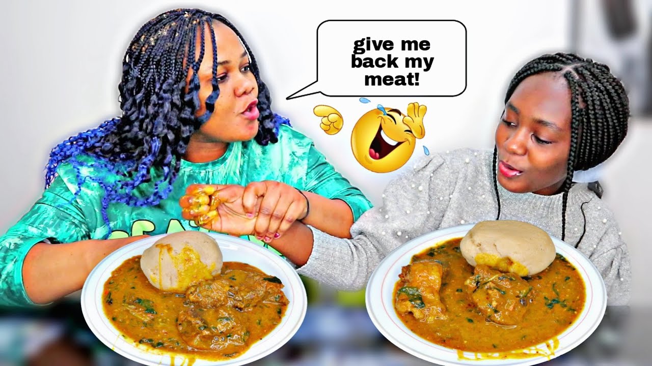 Eating My Moms Meat Prank To See Her Reaction, Fufu With Okra Soup Mukbang, African Food Mukprank