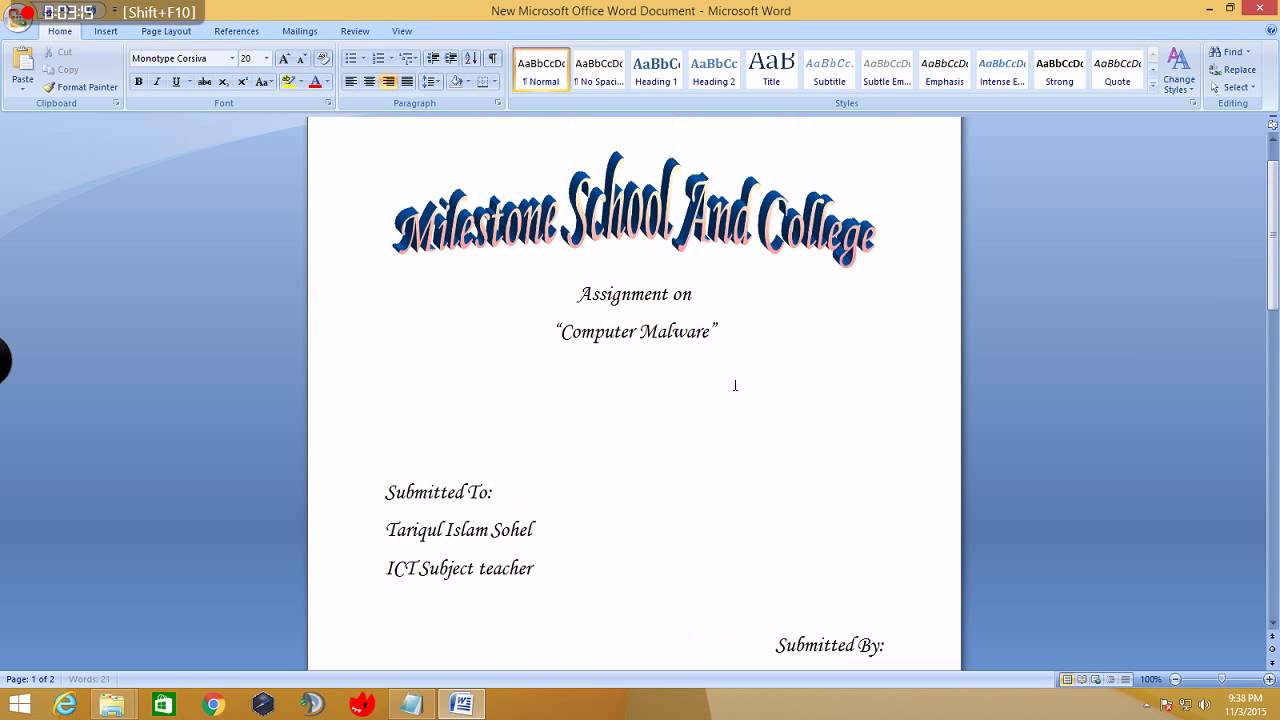 make assignment cover page