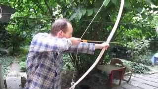Making a Hazel Longbow - Part VII - The First Test Shooting of the Bow