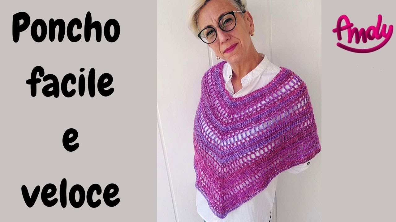 Tutorial Poncho Mantella Scialle facile e veloce   uncinetto semplice