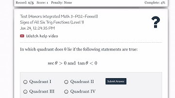 DeltaMath: signs of all six trig functions