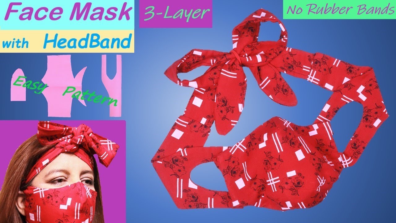 How to Make Face  Mask at Home Tutorial | DIY Fabric Face Mask with Headband | Simple Pattern | #77