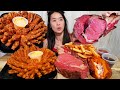 HUGE PRIME RIB MUKBANG! Outback Steakhouse Slow Roasted Steak & Bloomin' Onion - Eating Beef ASMR