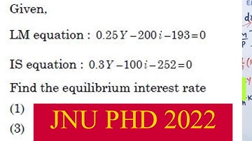 Equilibrium interest rate from IS and LM Equation #jnuphd2022