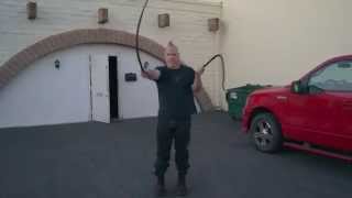 Florentine style whip throwing with 2, 9 footers...