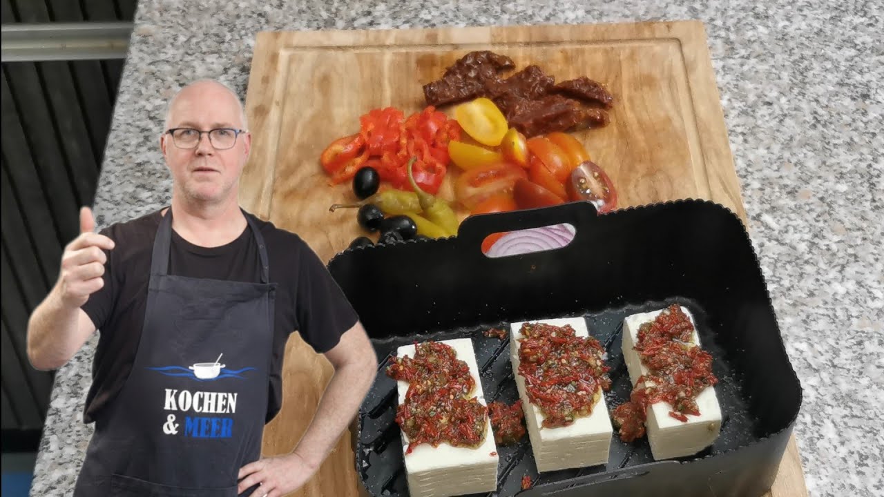 Fetakäse gebacken in der Airfryer ( mit Bruschetta Gewürz)