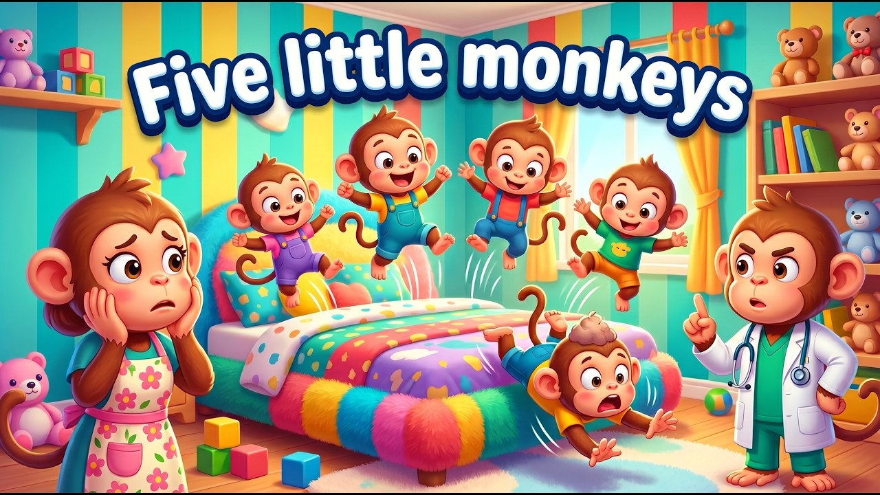 Five Little Monkeys Jumping on the Bed | Nursery Rhyme for Kids # ...