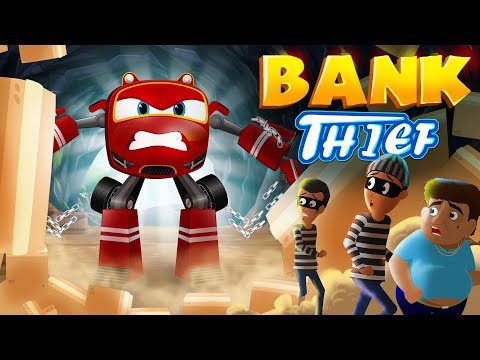 SuperCar Rikki and Police car Chases the bank Thief | Kids Cars Cartoon Story 04
