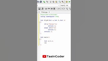 C++ Function to check Big in three value |  #tasincoder #coding #coder