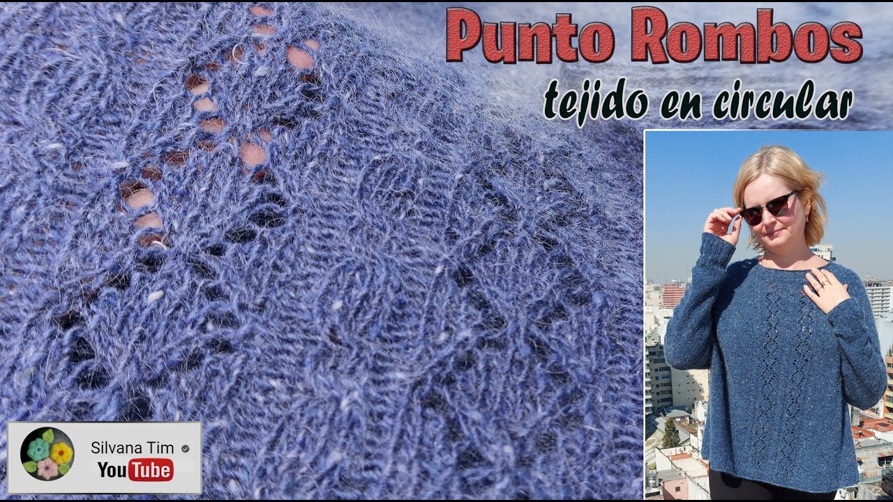 Punto Rombos + Trenzas para tejer en circular Manga Ranglan Top Down desde el cuello / Silvana Tim