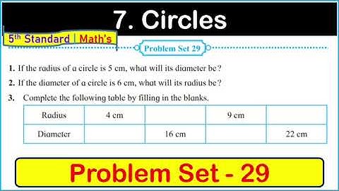 problem set 29 class 5 maths circles | Problem set 29 | circles | chapter 7 | 5th standard | Maths
