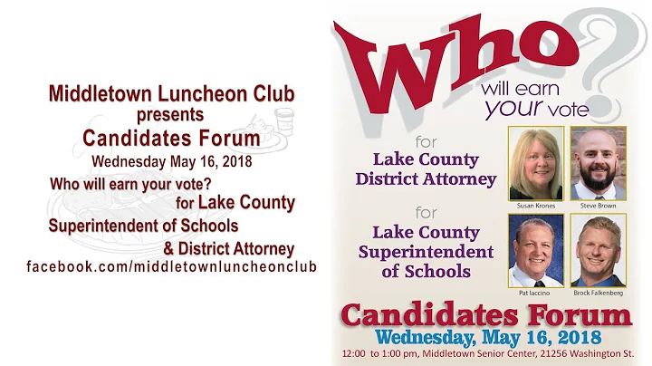 Candidate Forum - Middletown Luncheon Club May 16, 2018