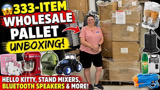😱 333-Item Wholesale Pallet Unboxing! Hello Kitty, Stand Mixers, Bluetooth Speakers & MORE!