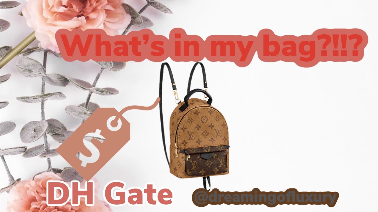 What's in my bag?! DH Gate|LV palm spring mini reverse mono DUPE|bougie on a budget 2021