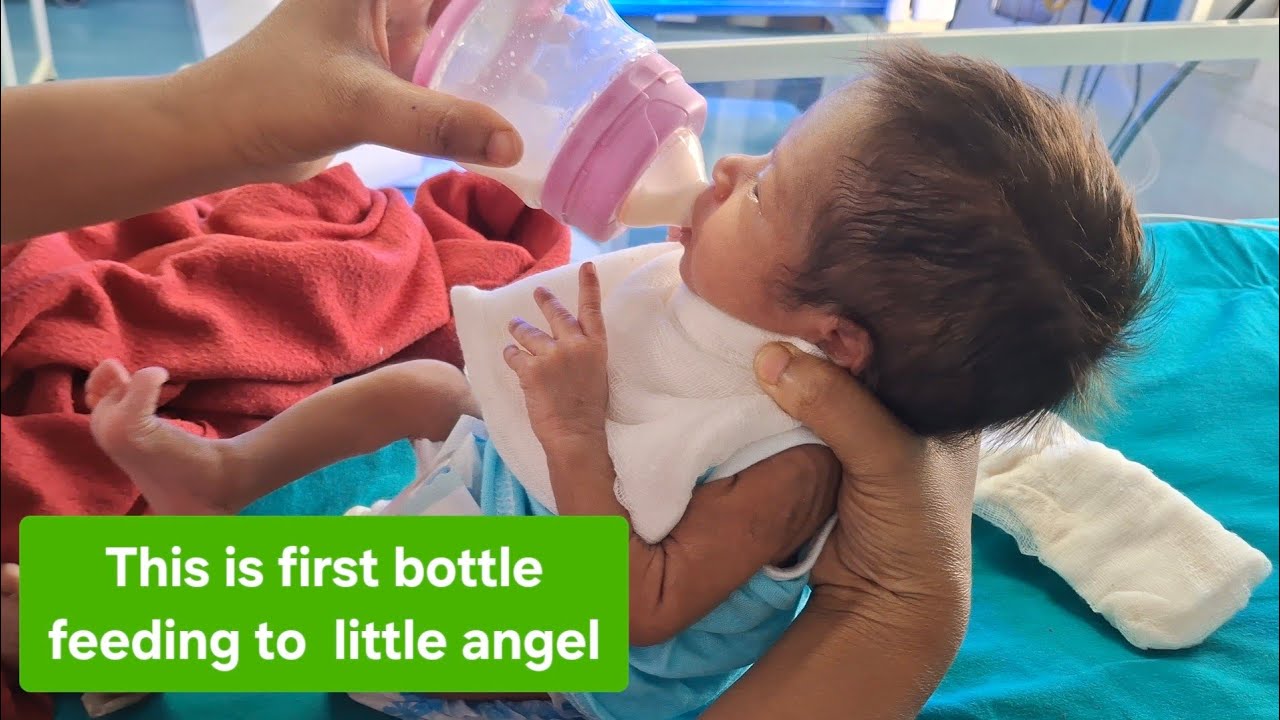 Tiny angel  1.5 kg Baby Learning to Feed.