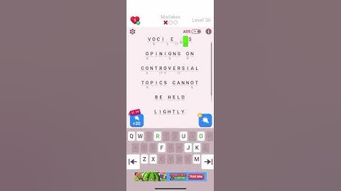 Solving level 36 on cryptogram