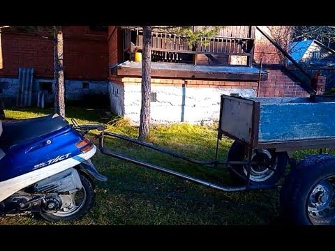 Homemade tow bar / trailer on a scooter
