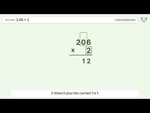2.06 x 2 Long Multiplication - Step-by-Step
