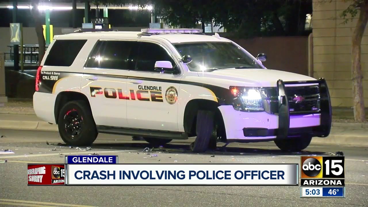 Glendale police cruiser involved in collision - YouTube